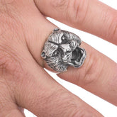 Silver Puma Head Men's Ring